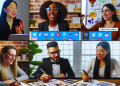 A corporate team interacting over a digital p