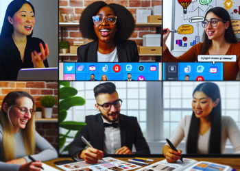 A corporate team interacting over a digital p