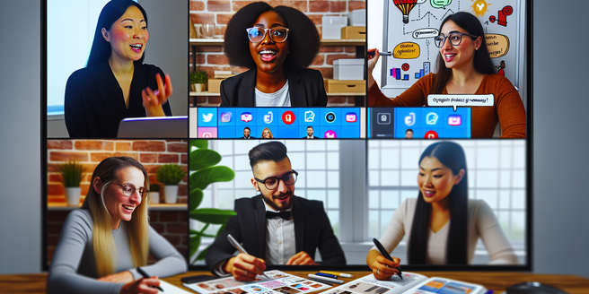 A corporate team interacting over a digital p