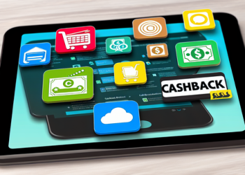 A mockup of various cashback apps on a digital tablet