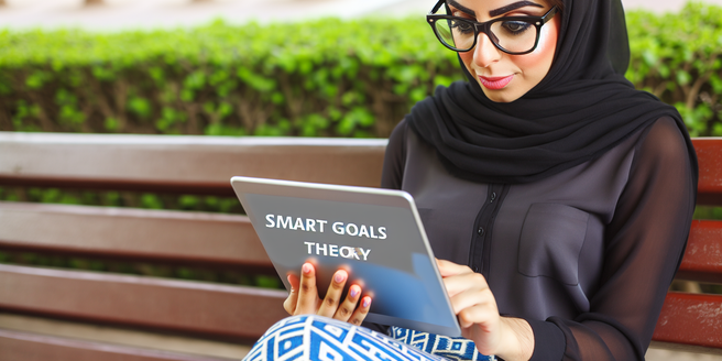A person reading about SMART goals theory on