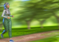 A person running in a park, depicting regular
