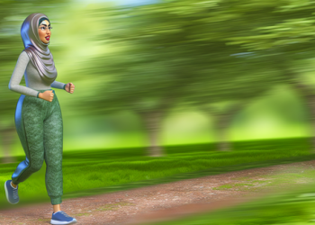 A person running in a park, depicting regular