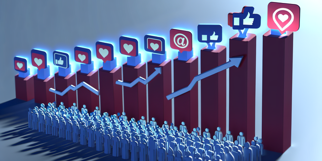 An animated image showing increasing follower