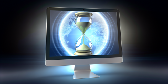 An image of an hourglass symbolizing time-lim