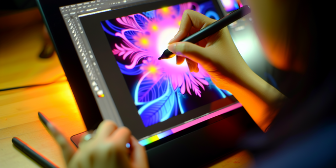 Artist digitally designing compelling thumbnails for a video