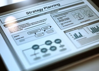 Close up of strategic planning forms on a dig