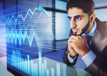 man engaging in patient observation of his financial graphs, symbolizing strategic approach