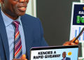A business professional explaining the rules of a quick giveaway during a webinar