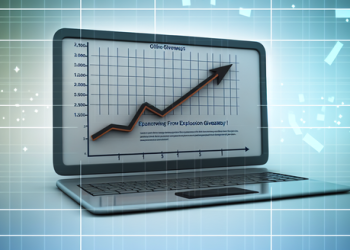 A graph showing the growth of online giveaways in the marketing industry, plotted on a laptop screen