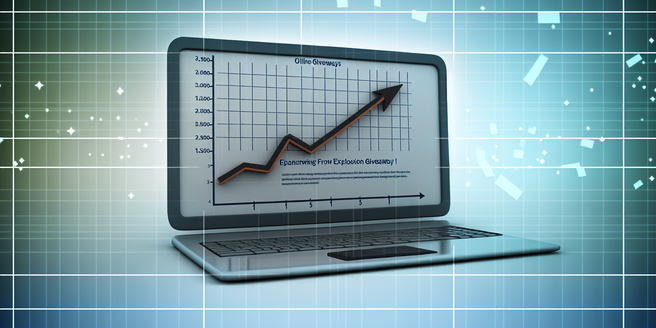 A graph showing the growth of online giveaways in the marketing industry, plotted on a laptop screen