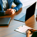 A overview shot of a job interview actively taking place