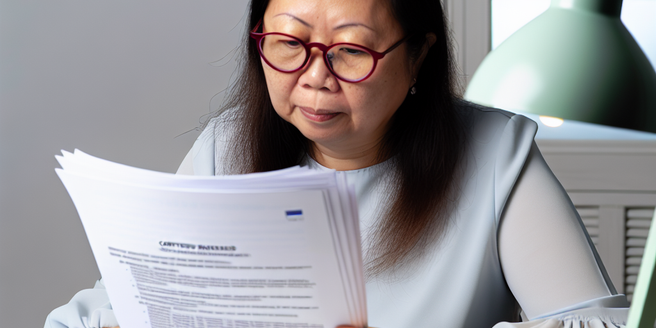 A person carefully reading through contest rules and regulations.