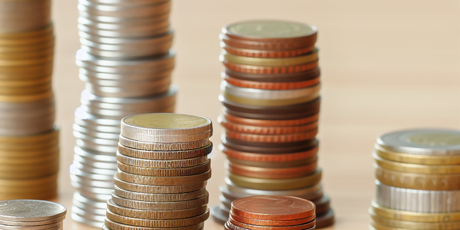 A pile of coins on a desk, symbolizing the accumulation of small earnings into a notable amount