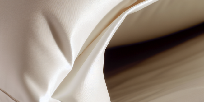 Closeup of the luxurious bedding material used in superior quality pillows and bedding